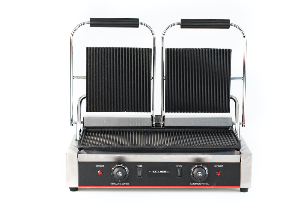 Commercial Sandwich Press Toaster Grill Double RIbbed