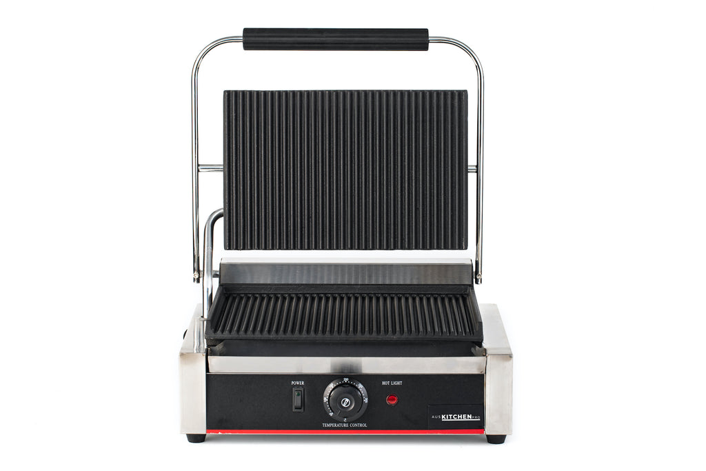 Single Sandwich Press & Contact Grill – Ribbed Plates