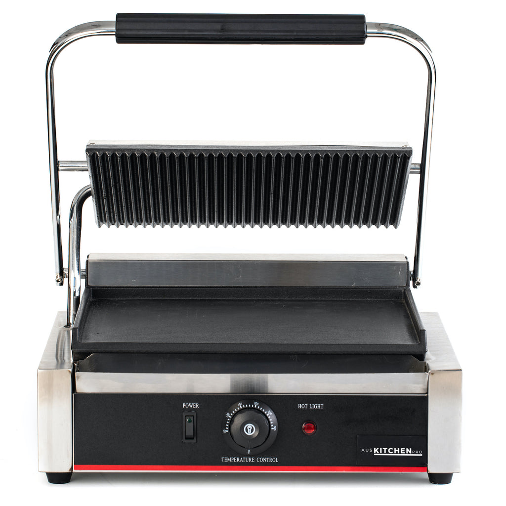 Single Sandwich Press & Contact Grill – Ribbed / Flat Plates